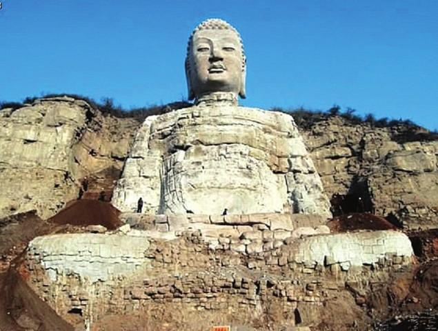 太原蒙山开化寺佛阁遗址发现世界第二高大佛 