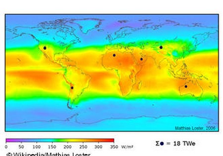 世界范围的太阳能分布