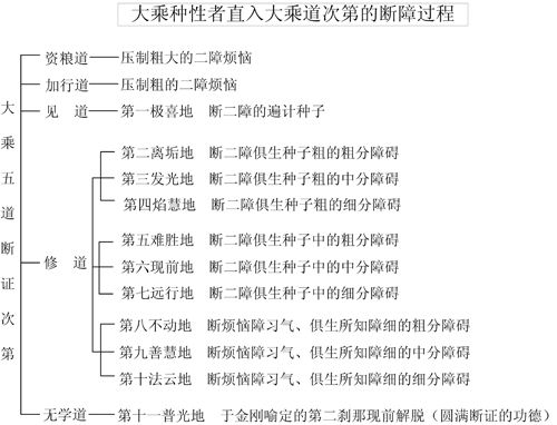 表6-3 大乘种性者直入大乘道次第的断障过程