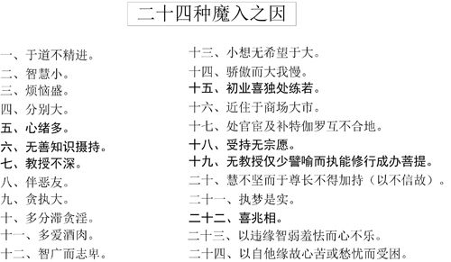 表12-2 二十四种魔入之因